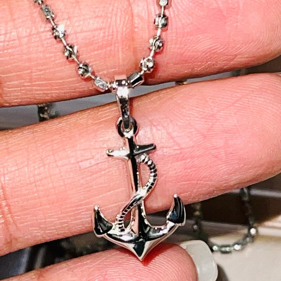 925 Mariner Necklace, Solid Sterling Silver Anchor pendant w/ chain Best Gift - Picture 3 of 7